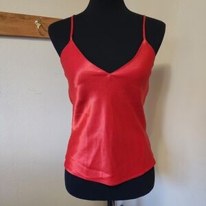Vintage Fritzi Red Satin V-Neck Camisole Top